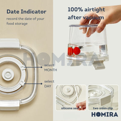 Homira Vacuum Seal Compress Food Container for Dry Food Storage SET