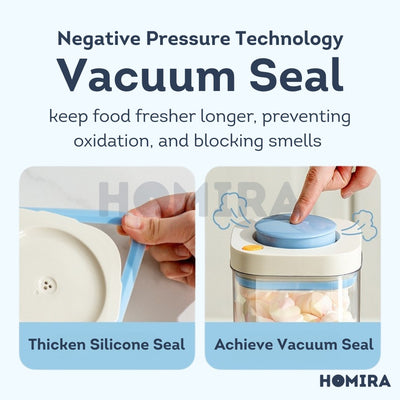 Homira Press Type Airtight Food Container Stackable 380ml /1100ml /1800ml