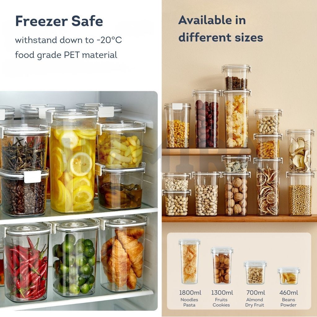 Homira Vacuum Seal Compress Food Container for Dry Food Storage 460ML-1800ml