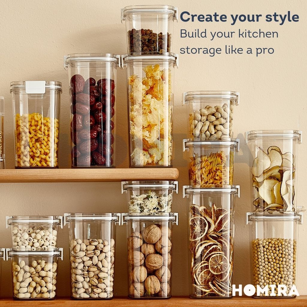Homira Vacuum Seal Compress Food Container for Dry Food Storage 460ML-1800ml