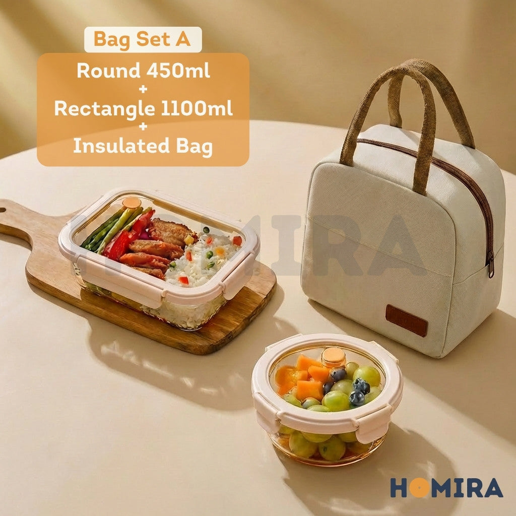 Signature Series Borosilicate Glass Lunchbox Bag Set