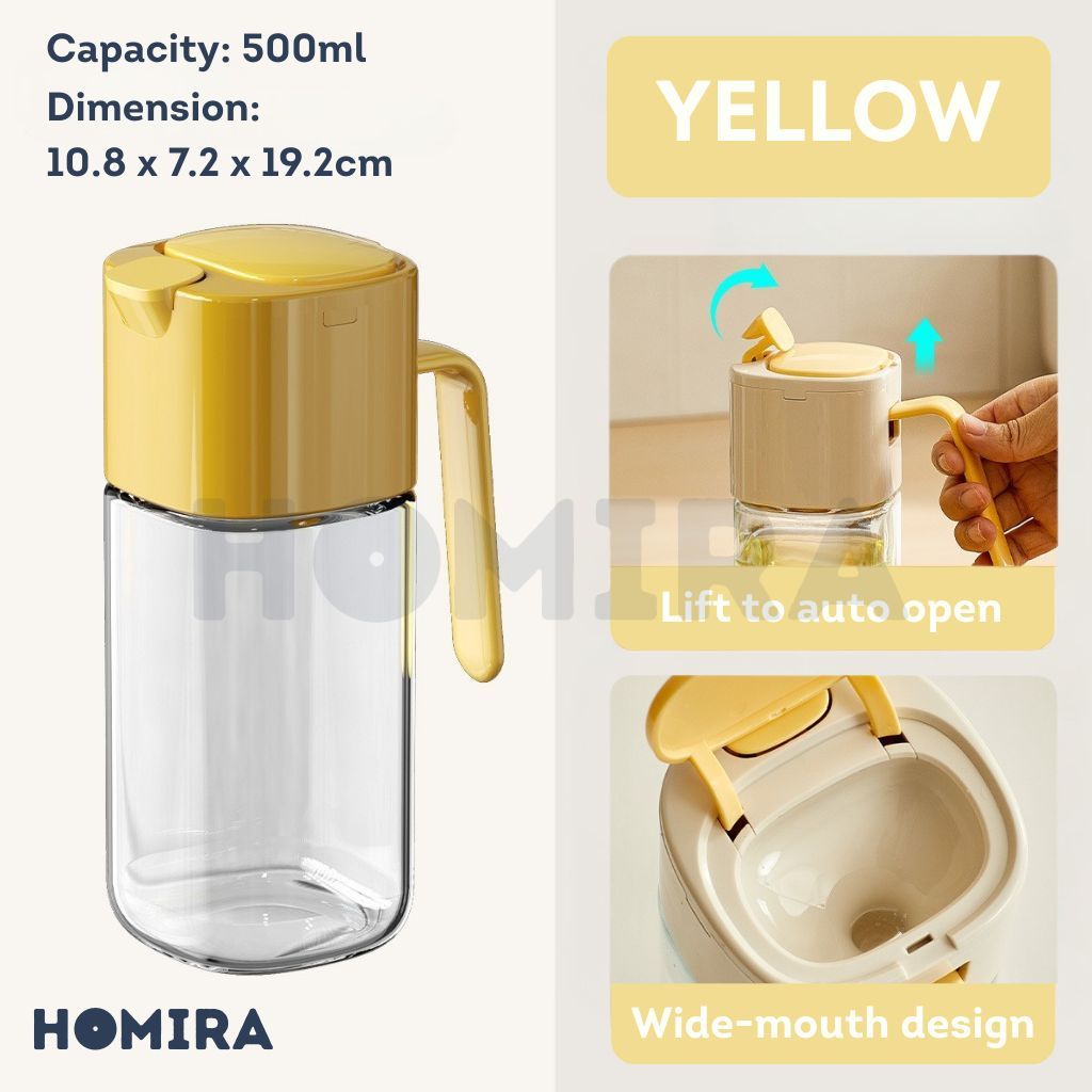 Homira Cooking Oil Glass Dispenser 500ml Auto Flip