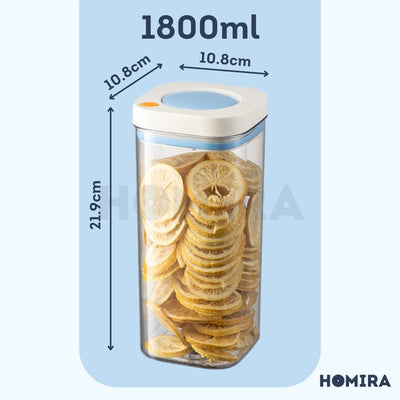 Homira Press Type Airtight Food Container Stackable 380ml /1100ml /1800ml