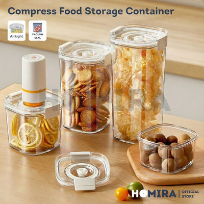 Homira Vacuum Seal Compress Food Container for Dry Food Storage 460ML-1800ml