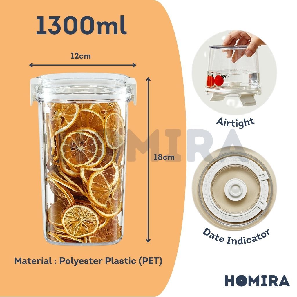 Homira Vacuum Seal Compress Food Container for Dry Food Storage 460ML-1800ml