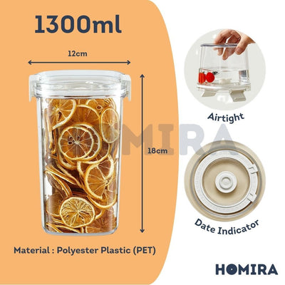 Homira Vacuum Seal Compress Food Container for Dry Food Storage 460ML-1800ml