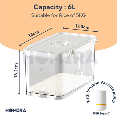 Homira Compress Vacuum Rice Container Airtight Food Storage 4.5L / 6L