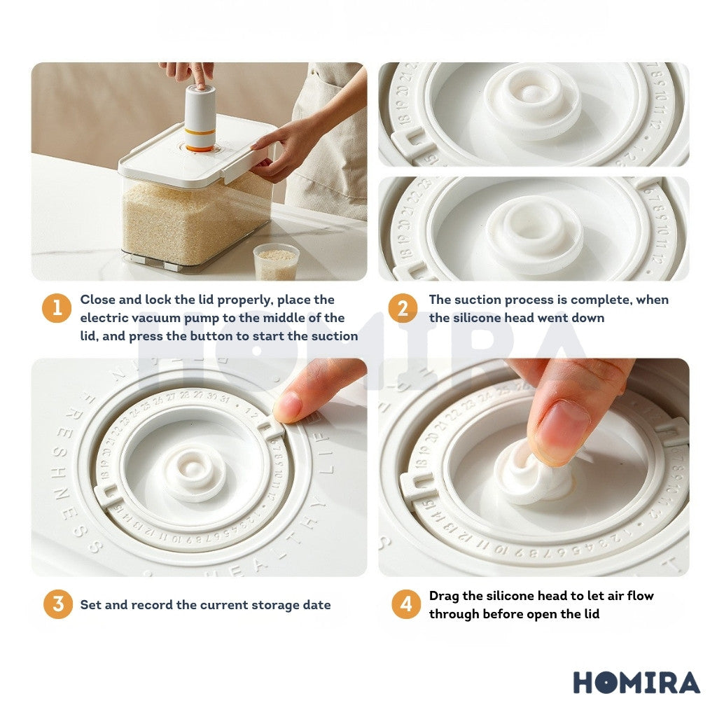 Homira Compress Vacuum Rice Container Airtight Food Storage 4.5L / 6L