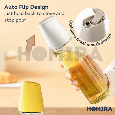 Homira Seasoning Oil Dispenser Glass Bottle Smooth Flow Drip-free