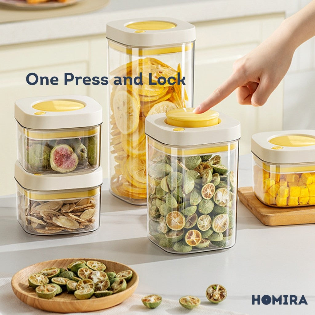 Homira Press Type Airtight Food Container Stackable 380ml /1100ml /1800ml