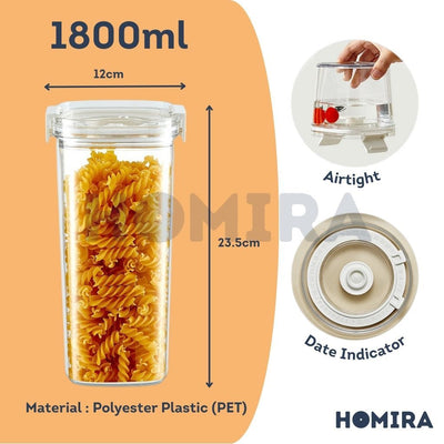 Homira Vacuum Seal Compress Food Container for Dry Food Storage 460ML-1800ml